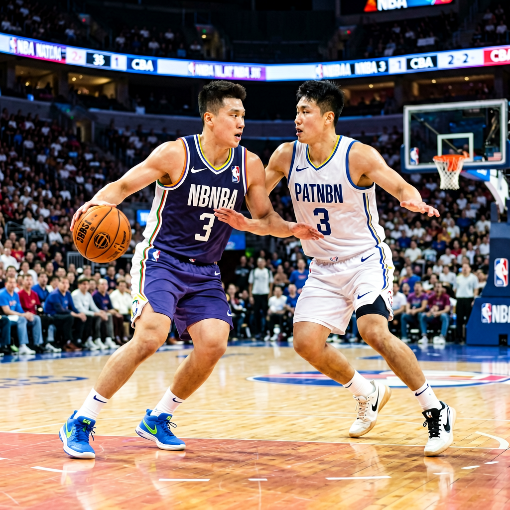 NBA职业篮球联赛比赛现场，展示激烈对抗的篮球竞技场景